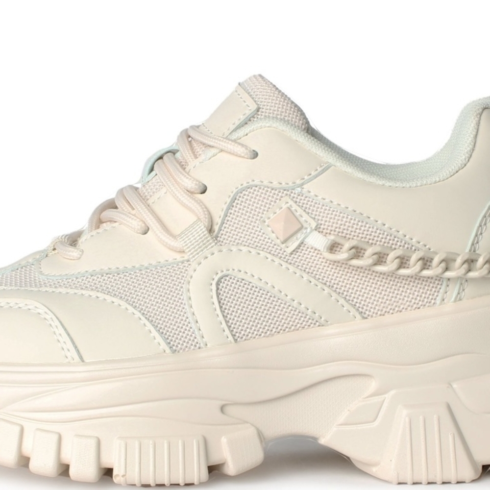 Women's BERNESS Cream Chunky Sneakers Size 5